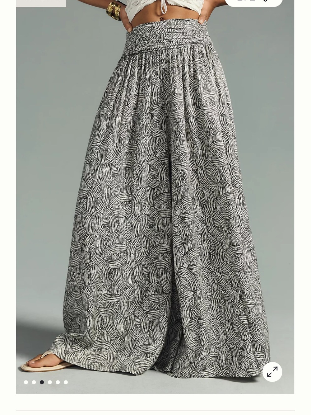 Anthropologie Wide Leg Printed Palazzo Pants Black Cream Size 4P
